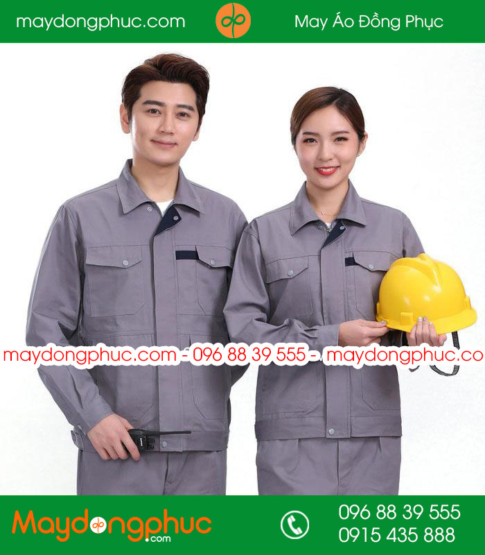 Mẫu áo đồng phục kỹ sư - công nhân màu ghi đậm