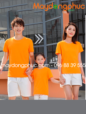May áo phông gia đình màu cam