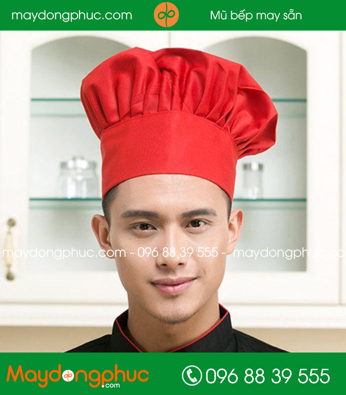 Mũ bếp đồng phục màu đỏ