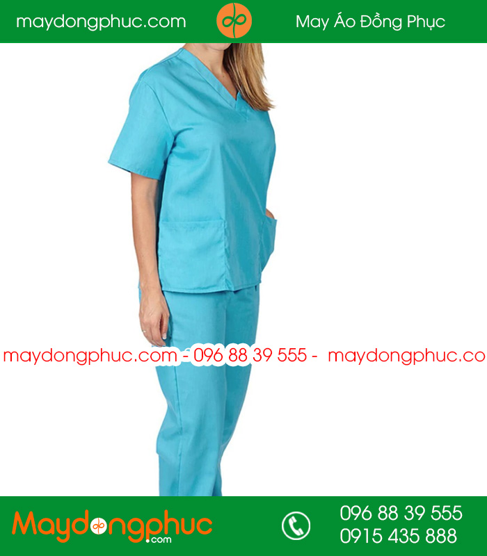 Quần áo đồng phục y tá màu xanh YA