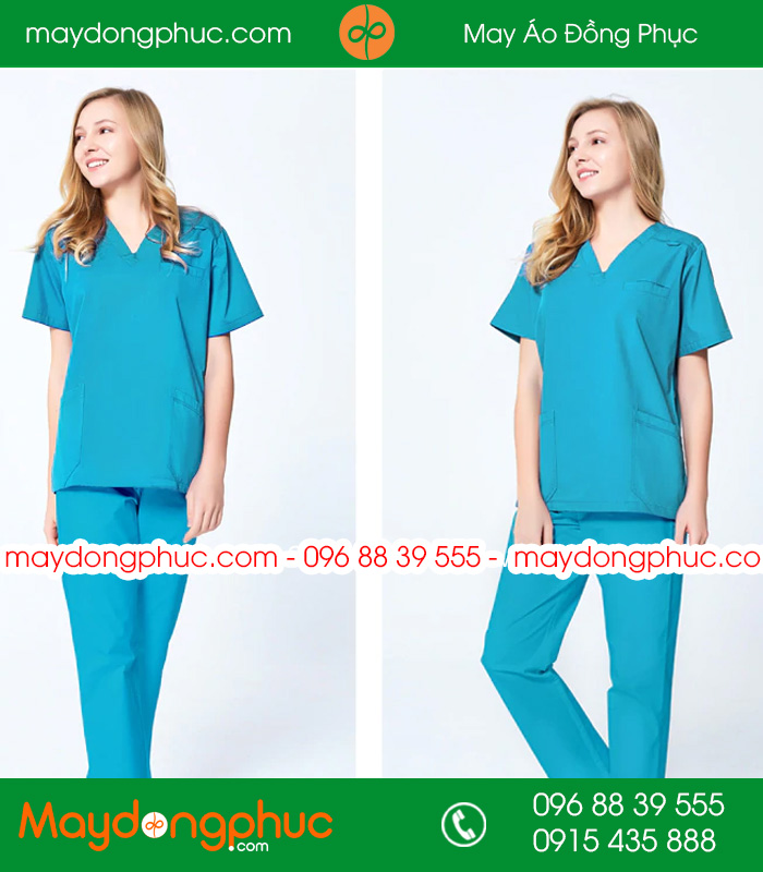 Quần áo đồng phục y tá  màu xanh