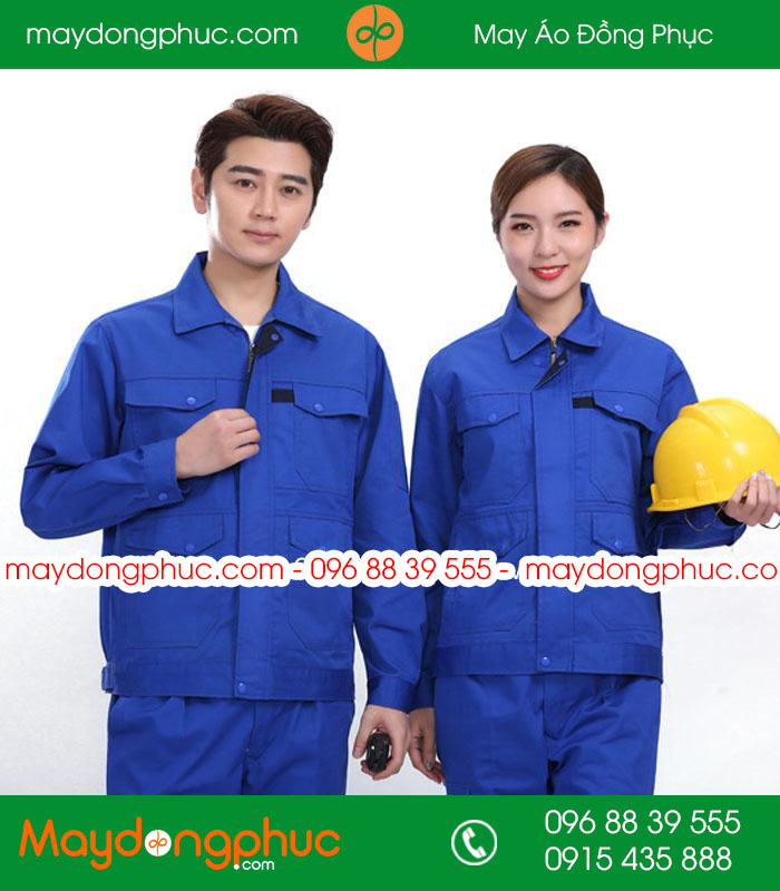 Mẫu áo đồng phục kỹ sư - công nhân màu xanh bích