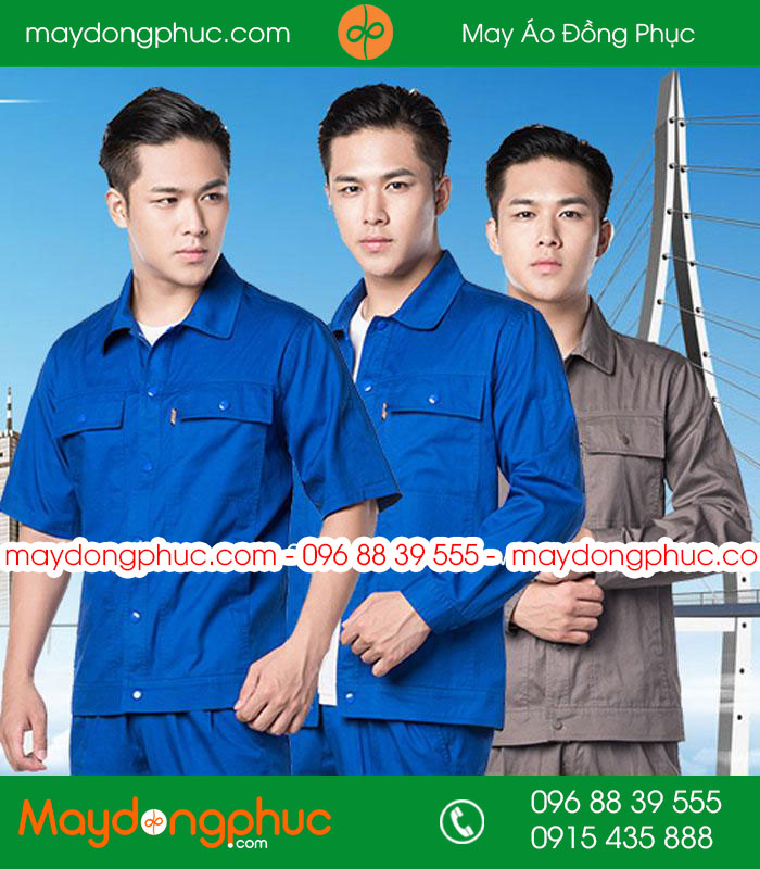 Mẫu áo đồng phục kỹ sư - công nhân màu xanh bích