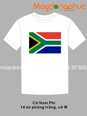 May áo phông màu trắng Cờ Nam Phi