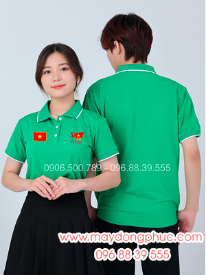 May áo màu xanh lá cây In lá cờ đỏ sao vàng kỉ niệm 80 năm Cách mạng tháng 8 - Quốc Khánh 2-9