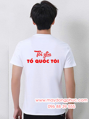 May Áo phông màu trắng In Tôi yêu Tổ quốc tôi