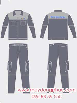 May đồng phục bảo hộ Công ty CP XD Điện và TMDV ASIAN màu xám