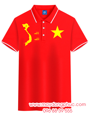 May áo cờ đỏ sao vàng cùng hình bản đồ Quần đảo Trường Sa-Hoàng Sa