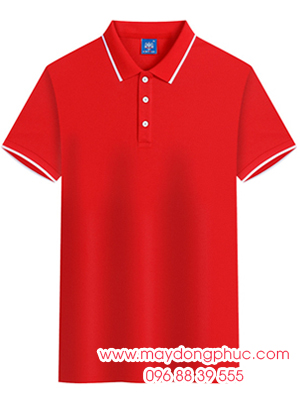 May áo polo màu đỏ viền trắng