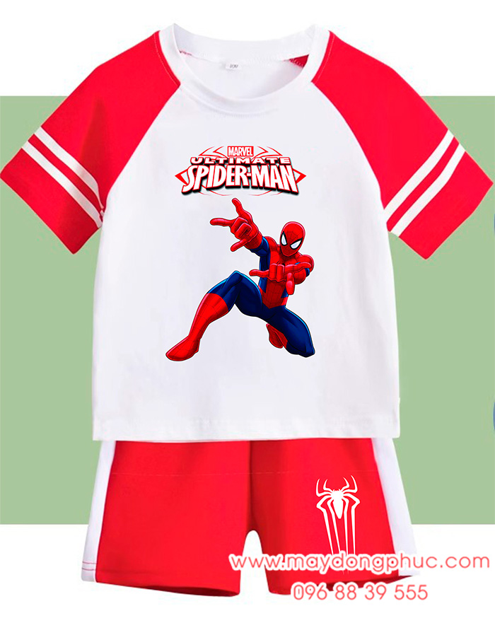 May áo thun trẻ em in chữ hình Spiderman | May ao thun tre em