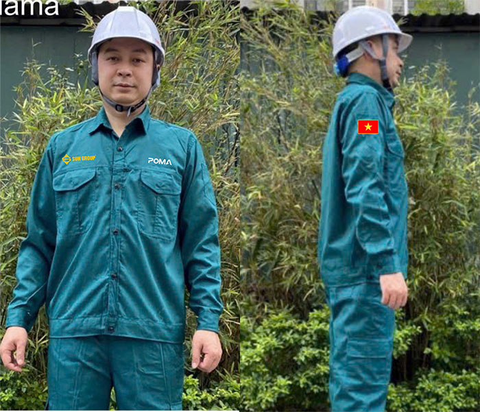 May đồng phục bảo hộ Công ty POMA Sun Group | May dong phuc bao ho