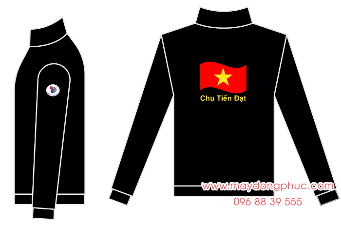 May áo gió In hình lá cờ Việt Nam với chữ Chu Tiến Đạt | May ao khoac dong phuc