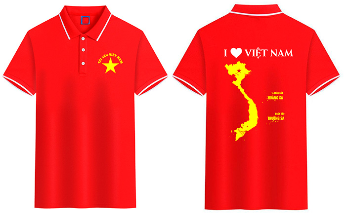May áo cờ đỏ sao vàng Tôi yêu Việt Nam | May ao phong dong phuc