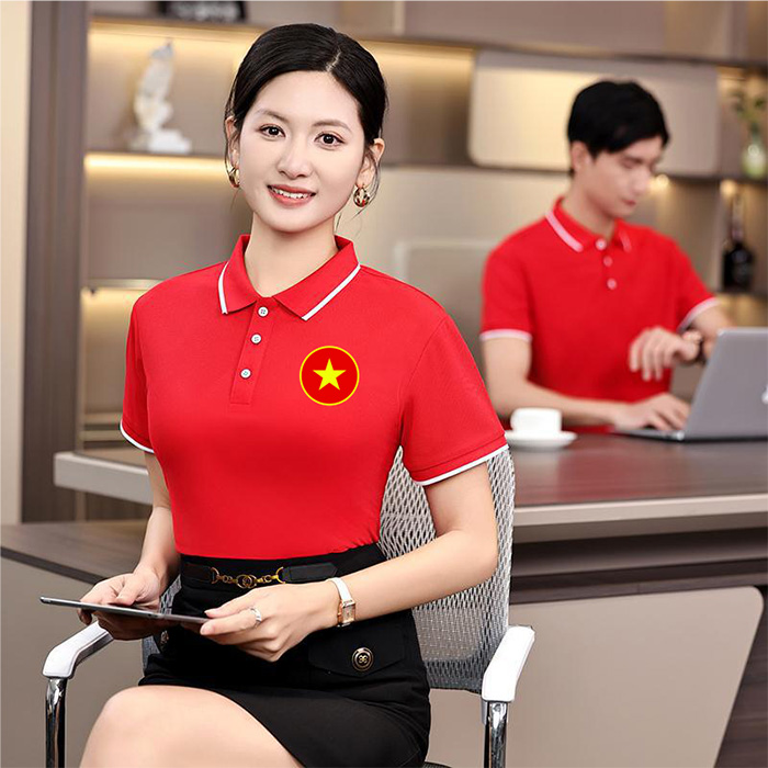 May áo phông In hình lá cờ đỏ sao vàng | May ao phong dong phuc