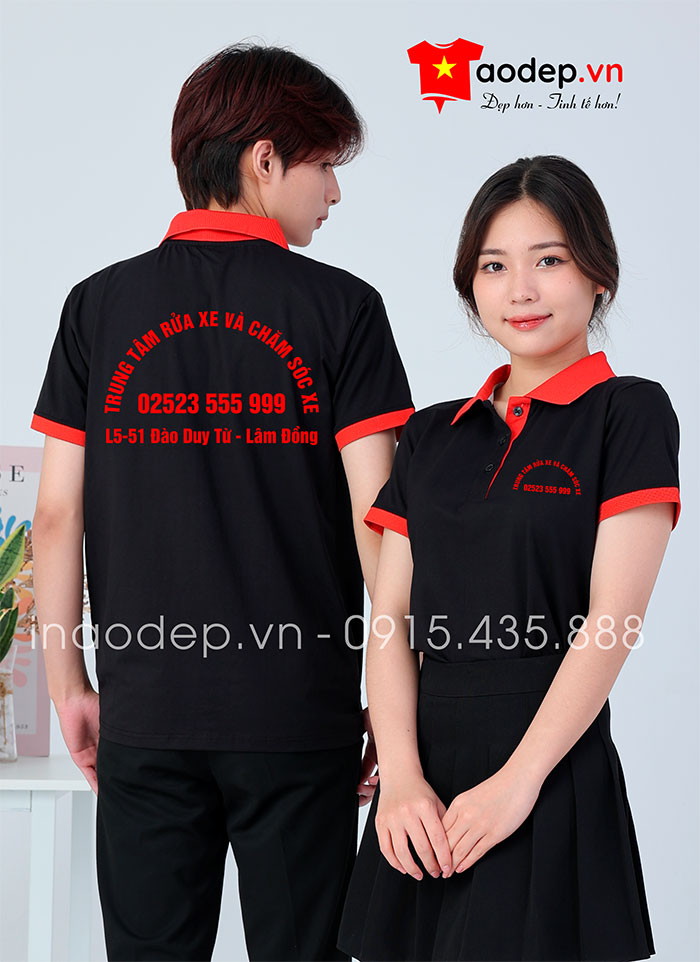 May áo phông Trung tâm rửa xe và chăm sóc xe L5-51 Đào Duy Từ - Lâm Đồng | May ao phong dong phuc