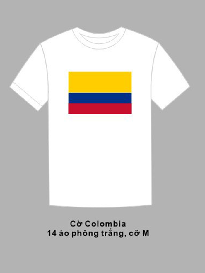May áo phông màu trắng Cờ Colombia | May ao phong dong phuc