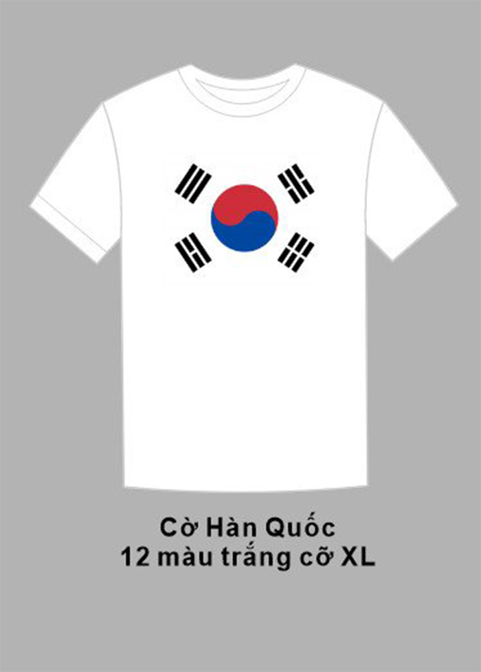 May áo phông màu trắng Cờ Hàn Quốc | May ao phong dong phuc