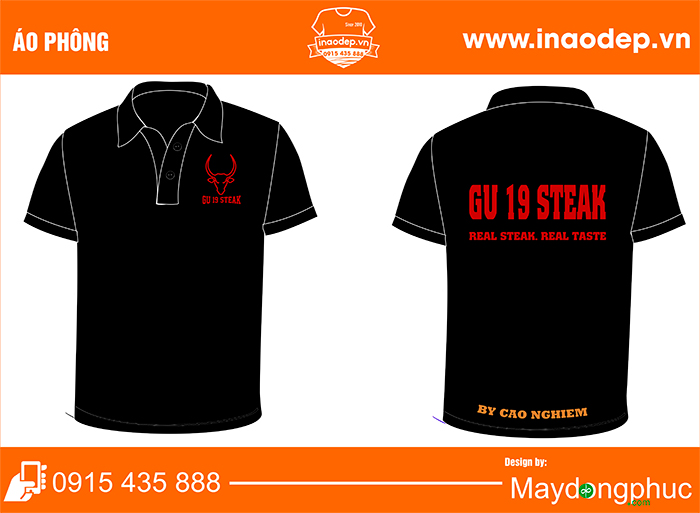 May áo phông Nhà hàng GU 19 STEAK | May ao phong dong phuc