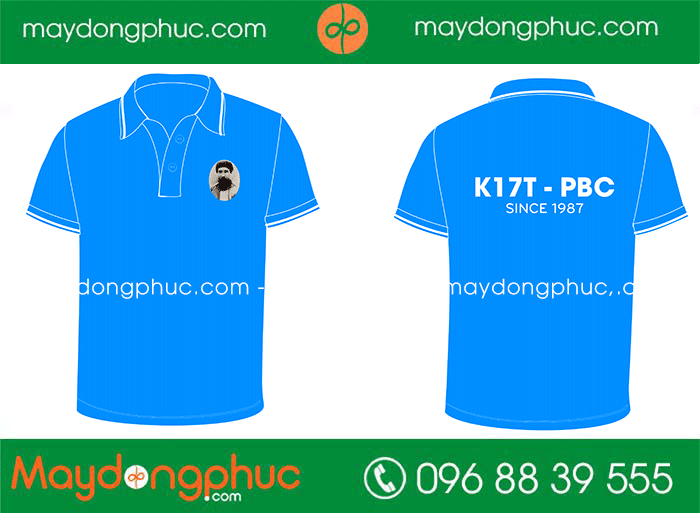 May áo polo màu xanh YA K17T-PCB Since 1987 | May ao phong dong phuc