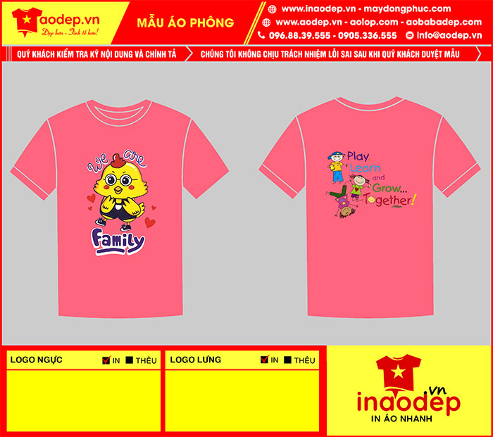 May áo Lớp We are family - Play Learn and Grow Together | May ao phong dong phuc