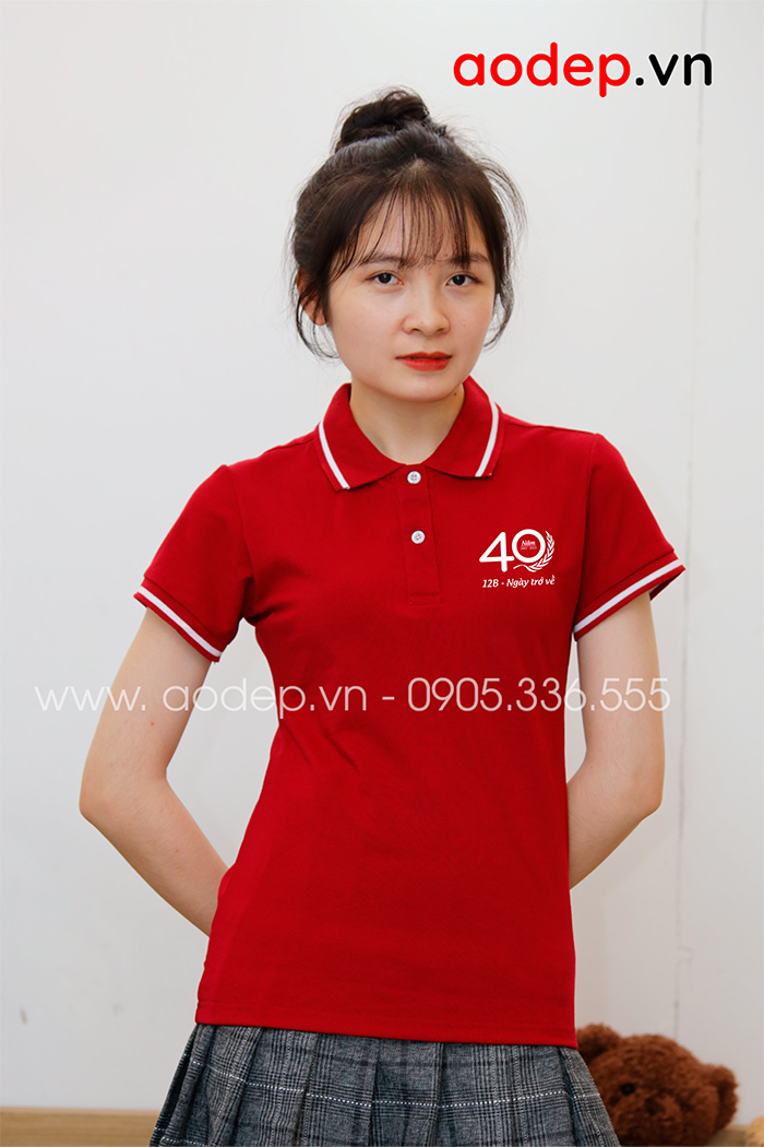 May áo màu đỏ Lớp 12B kỉ niệm 40 năm Ngày ra trường | May ao phong dong phuc