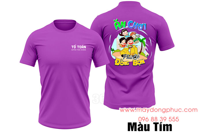 May áo phông màu tím Tổ toán Huỳnh Thúc Kháng - Ăn chơi phải có đồng bọn | May ao phong dong phuc