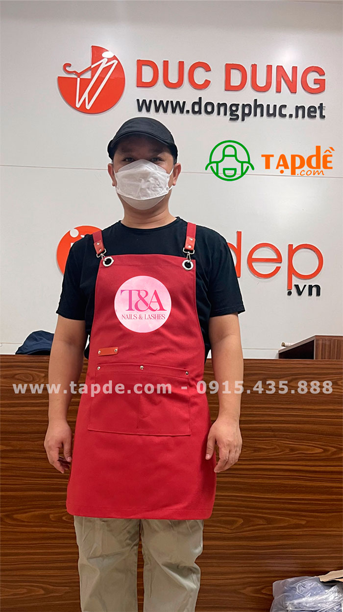 May tạp dề Tiệm Nails & Lashes T&A | May Tap de dong phuc