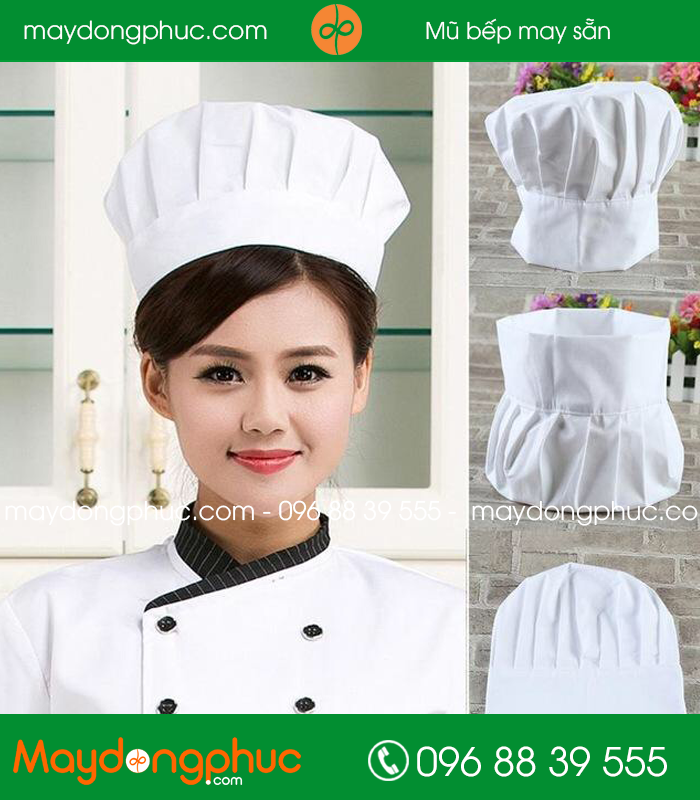 Mũ bếp đồng phục màu trắng