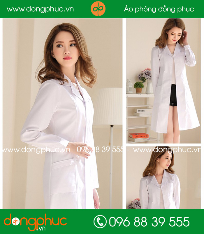 Áo blouse đồng phục y tá - Bác sĩ màu trắng quần đen
