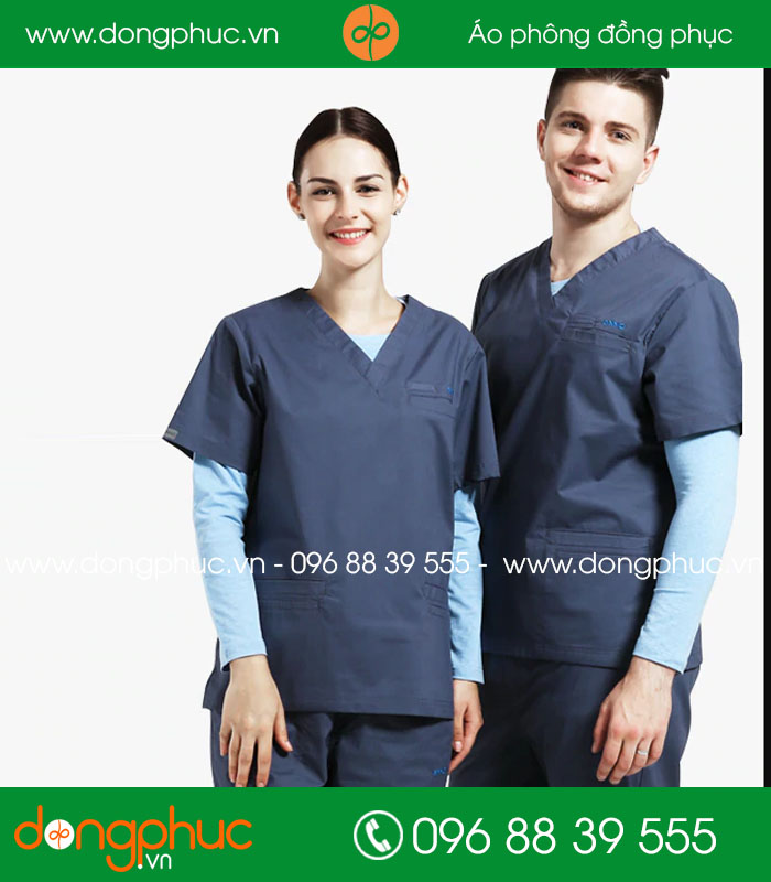 Quần áo đồng phục phòng mổ màu ghi đậm