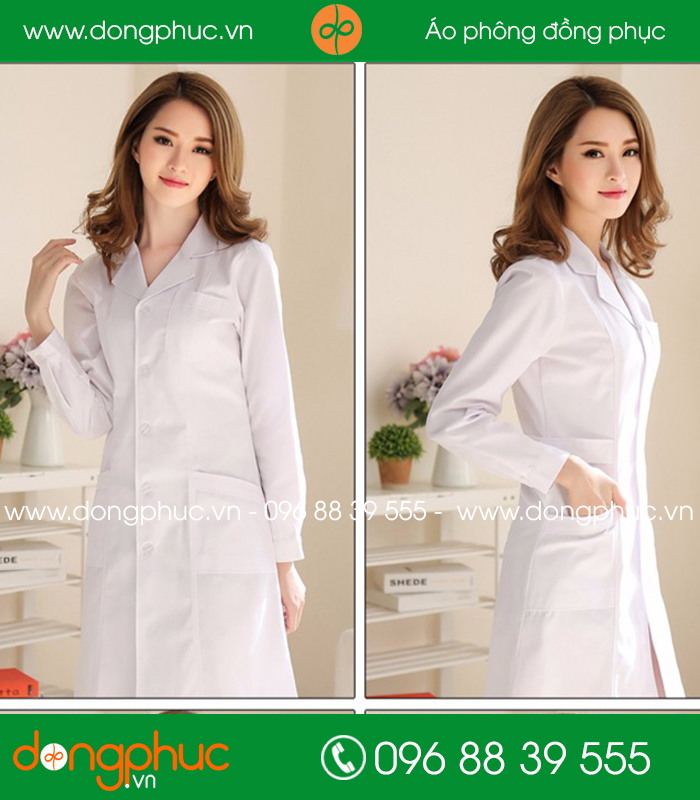 Áo blouse đồng phục y tá – Bác sĩ màu trắng - mẫu 5