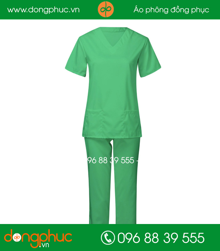 Quần áo đồng phục y tá màu xanh lá - mẫu 2