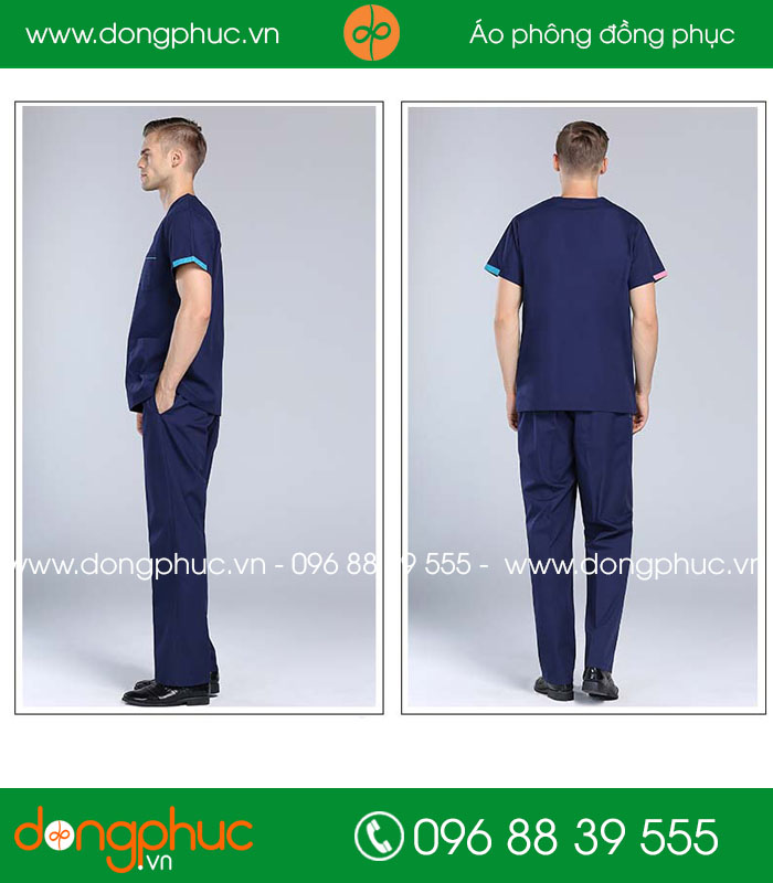 Quần áo đồng phục y tá màu tím than - mẫu 2