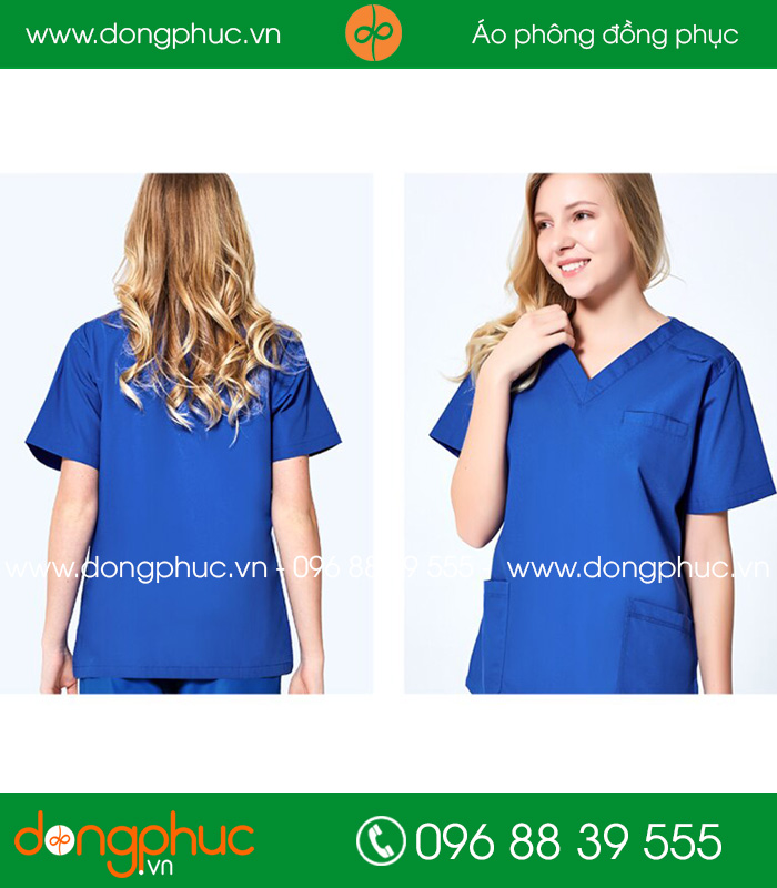 Quần áo đồng phục y tá màu xanh bích - mẫu 2