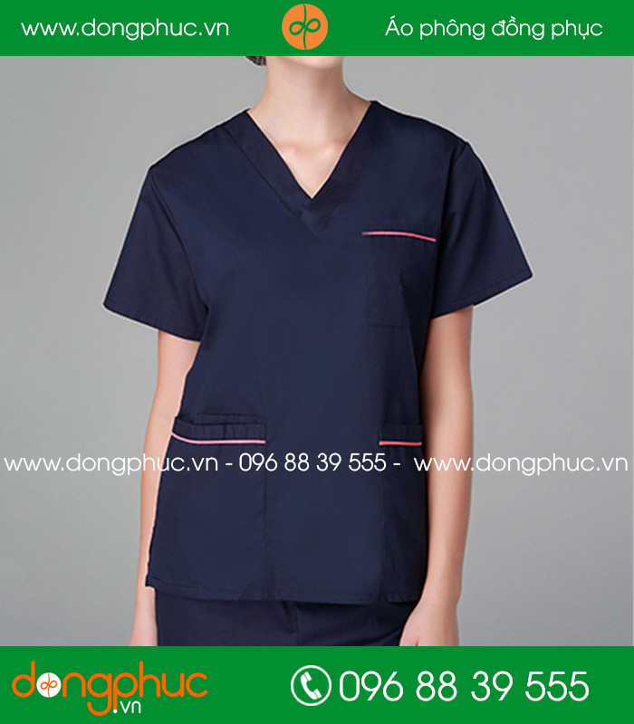 Quần áo đồng phục y tá màu tím than - mẫu 2