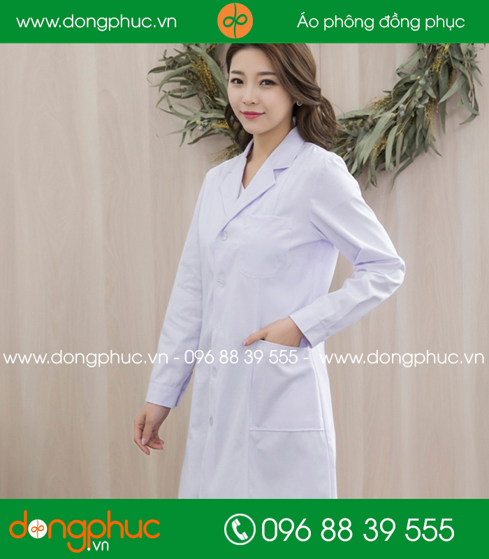 Áo blouse đồng phục y tá – Bác sĩ màu trắng - mẫu 2