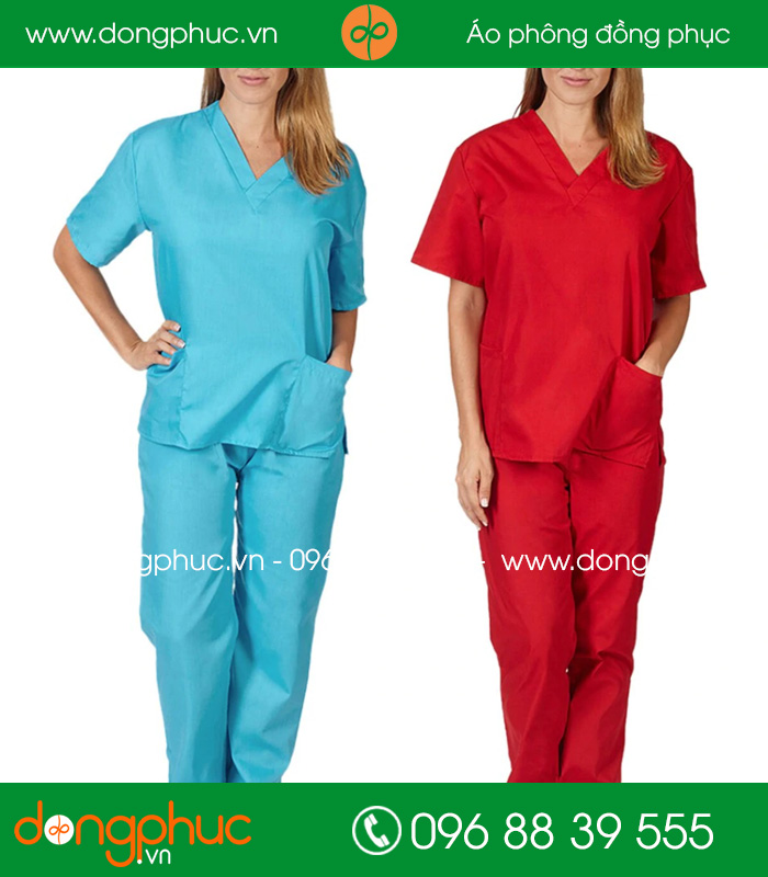 Quần áo đồng phục y tá màu xanh đỏ