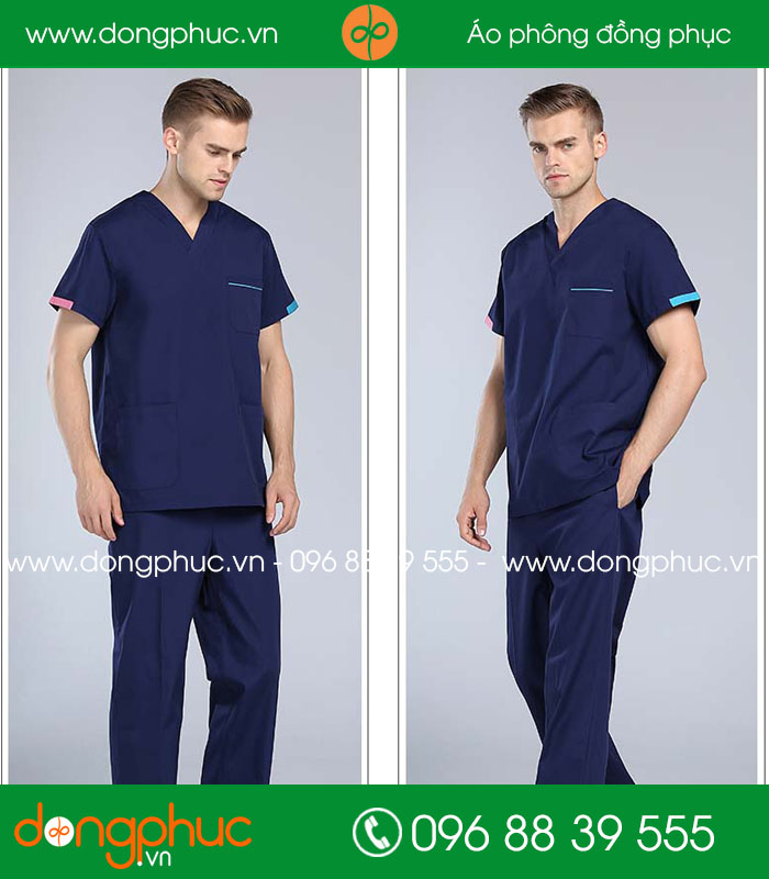 Quần áo đồng phục y tá màu tím than - mẫu 3