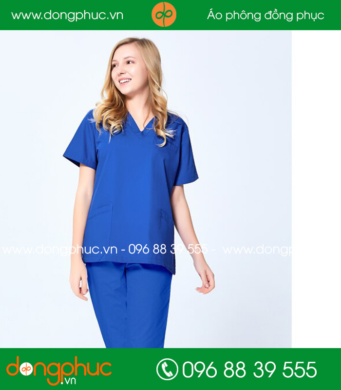 Quần áo đồng phục y tá màu xanh bích - mẫu 3
