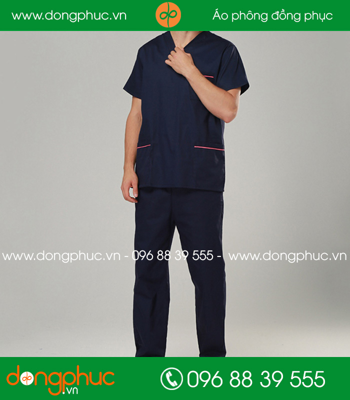 Quần áo đồng phục y tá màu tím than - mẫu 3