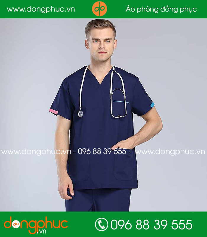 Quần áo đồng phục y tá màu tím than - mẫu 4