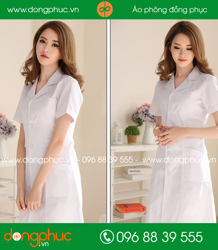 Áo blouse đồng phục y tá – Bác sĩ màu trắng - mẫu 2