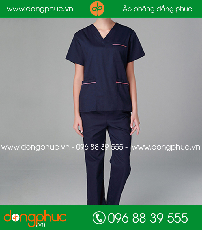 Quần áo đồng phục y tá màu tím than - mẫu 5