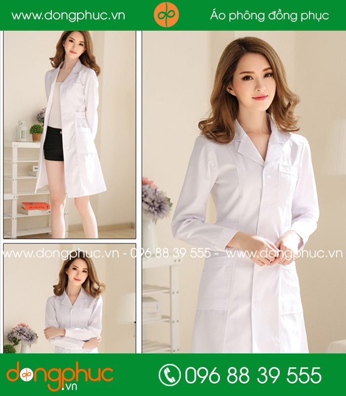 Áo blouse đồng phục y tá – Bác sĩ màu trắng quần đen - mẫu 4