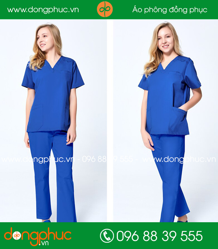 Quần áo đồng phục y tá màu xanh bích - mẫu 4