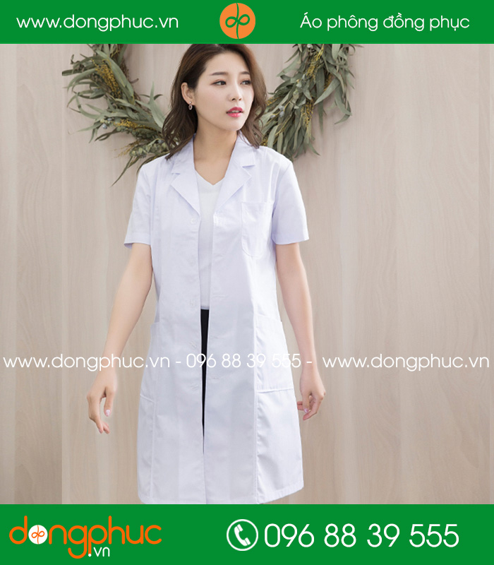 Áo blouse đồng phục y tá – Bác sĩ màu trắng - mẫu 4