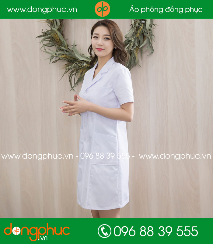 Áo blouse đồng phục y tá – Bác sĩ màu trắng - mẫu 4