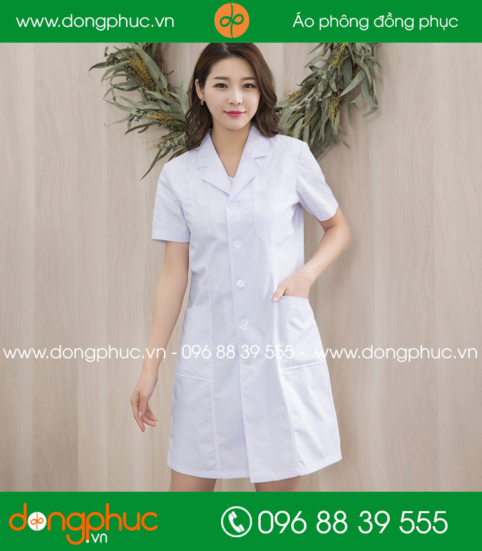 Áo blouse đồng phục y tá – Bác sĩ màu trắng - mẫu 5
