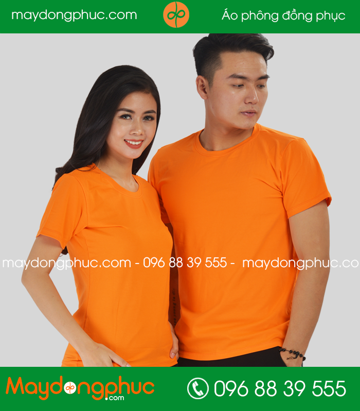 Áo phông đồng phục cổ tròn màu Cam