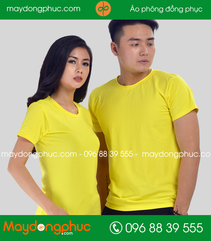 Áo phông đồng phục cổ tròn màu Vàng - mẫu 2